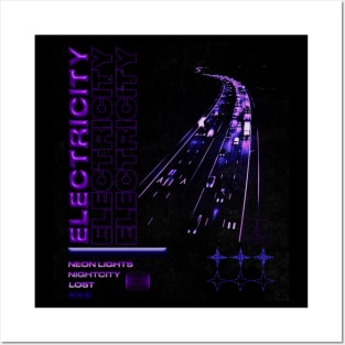 Purple Neon Highway Streetwear Design Posters and Art
